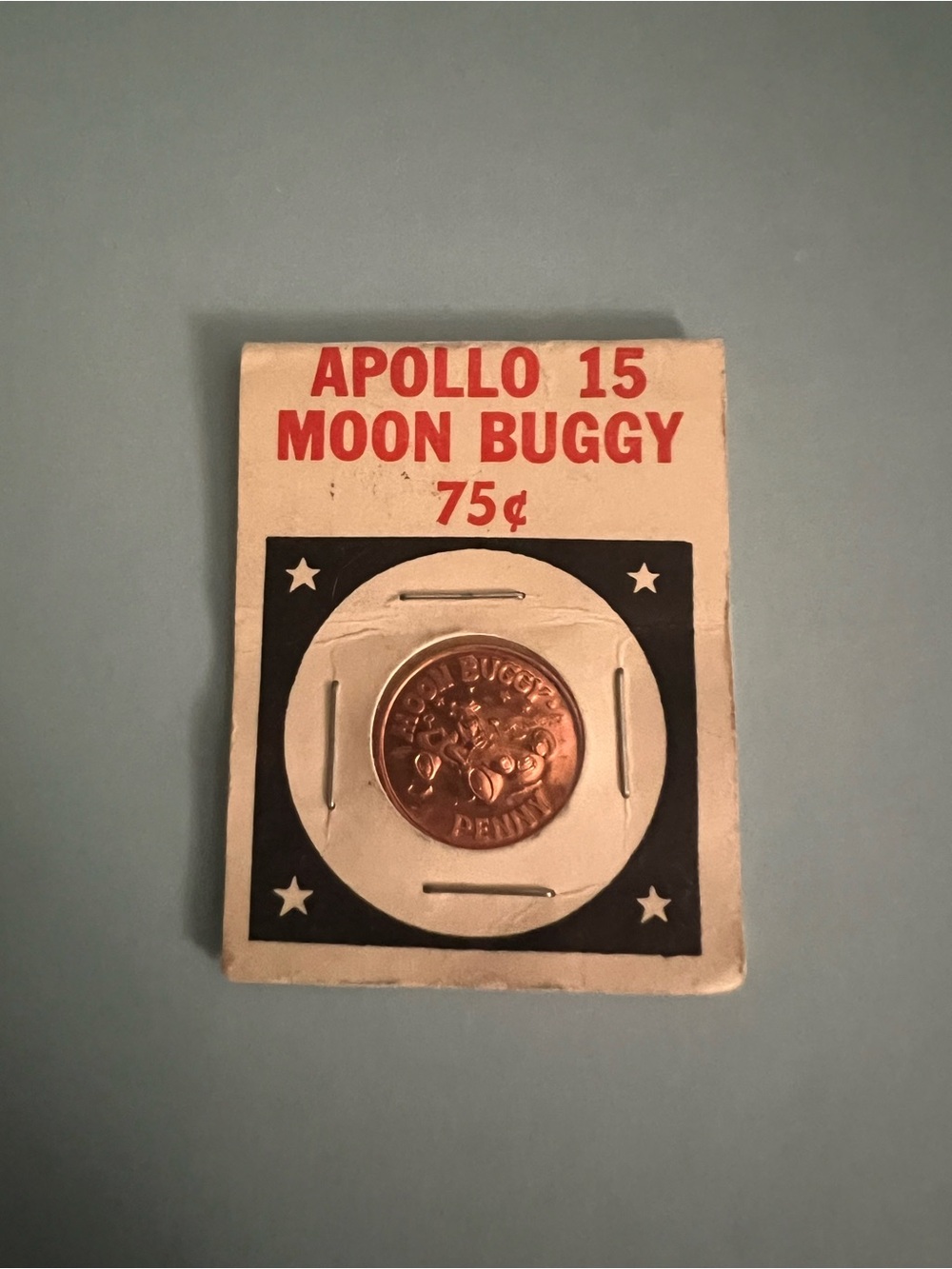 Vintage 1971 Apollo 15 Moon Buggy Penny Token Moon Money Carded